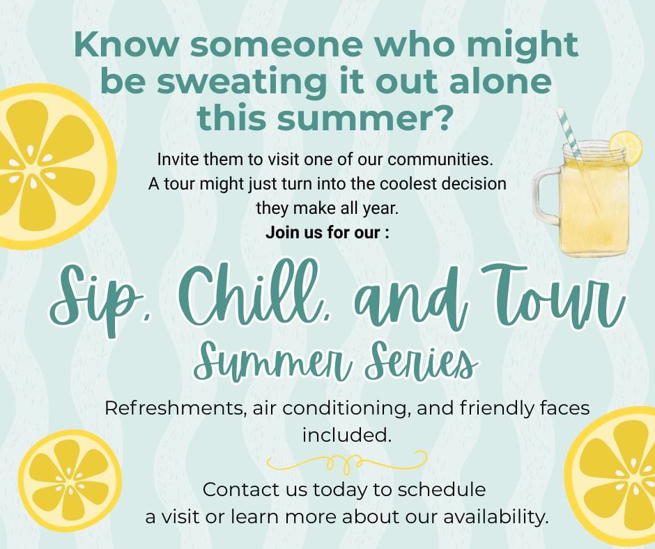 Emery Place Living Event Ad For Sip, Chill, And Tour, Summer Series